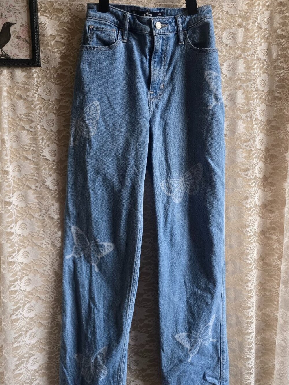 Hollister Butterfly Print Ultra High-Rise Dad Jeans - Y2K - Fairy - Festival